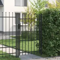 vidaXL Poartă de gard BOXTEL cu ușă simplă și partea superioară arcuită din oțel, 1x1,5 m, negru