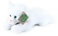 Jucărie de pluș Rappa Eco Friends - Pisică albă, culcată, 22 cm