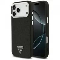 Husa MagSafe pentru Apple iPhone 17 Pro Max, Guess, Glitter Triangle Logo, Neagra