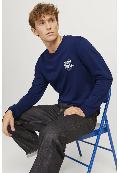 Bluza de bumbac cu model logo Eaton - Bleumarin
