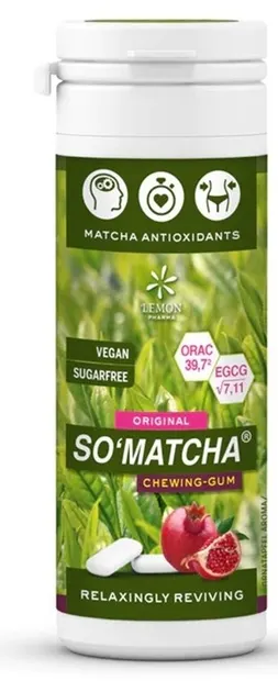 So Matcha Gumă cu matcha, 30 g, Lemon Pharma