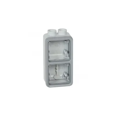 Doza aparenta Plexo IP55 - 2 module vertical - pentru cable glands - gri