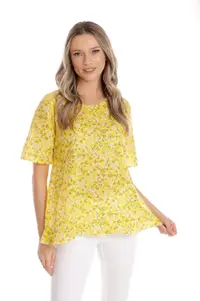Bluza volanas CV25044 galben microfloral, Cesy | marimea L