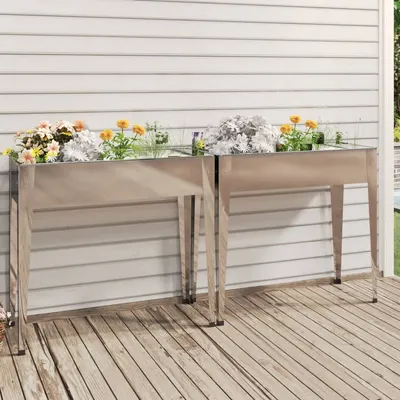 vidaXL Jardiniere de grădină, 2 buc., oțel galvanizat