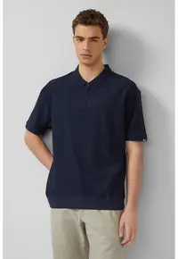 Tricou polo lejer cu fermoar scurt