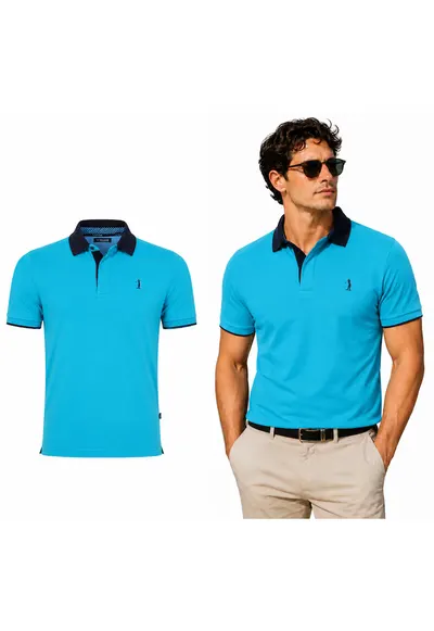 Tricou polo din material piqué cu detaliu logo brodat