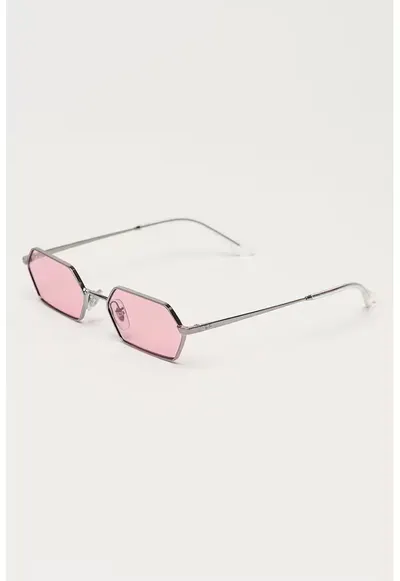 Ochelari de soare hexagonali unisex - Argintiu/Transparent