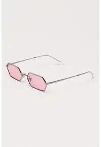 Ochelari de soare hexagonali unisex - Argintiu/Transparent