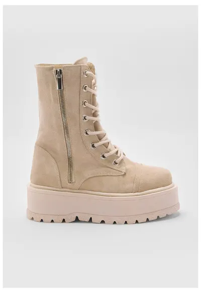 Ghete din piele intoarsa Urban Vibe - Bej - Bej
