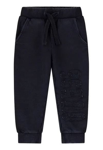 Pantaloni de trening din bumbac cu detaliu logo - Negru stins