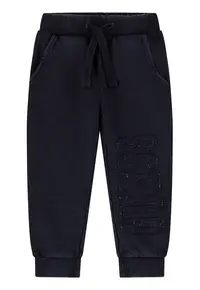 Pantaloni de trening din bumbac cu detaliu logo - Negru stins