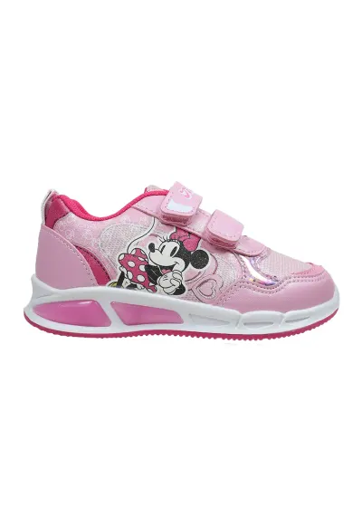 Pantofi sport cu garnituri de piele sintetica si Minnie Mouse - Alb/Roz deschis