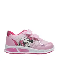 Pantofi sport cu garnituri de piele sintetica si Minnie Mouse - Alb/Roz deschis