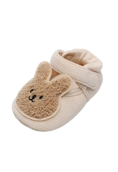 Pantofi Model Iepuras - Textil - Fete - Velcro - Crem