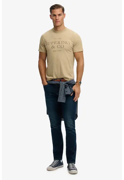 Tricou cu imprimeu logo - Bej melange