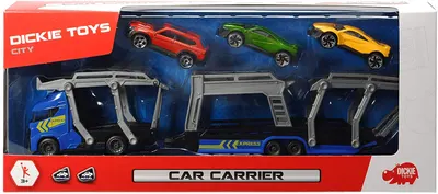 Jucarie pentru copii Dickie Toys - Autotransportator cu trei masini, albastru