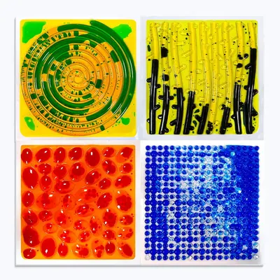 Copii Senzorial Plăci pardoseală cu lichid covorașe gel 4buc 30x30cm Multicolor