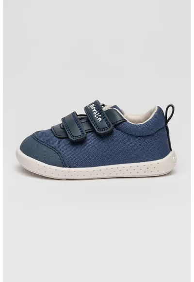 Pantofi sport cu velcor si insertii de panza - Albastru inchis