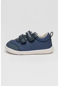 Pantofi sport cu velcor si insertii de panza - Albastru inchis