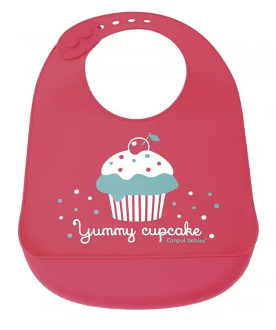 Baveta cu buzunar din silicon Canpol Babies 74020 pink