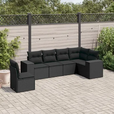 Gossi set mobilier de gradina cu perne, 6 piese, negru, poliratan