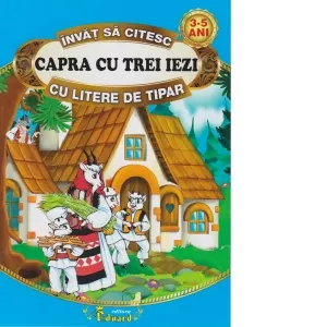 Invat sa citesc Capra cu trei iezi cu litere de tipar
