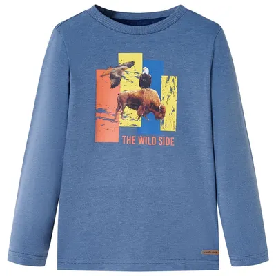 Tricou copii mâneci lungi albastru melanj 128