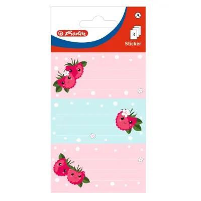 Etichete scolare autoadezive, 9buc/set, zmeura, Herlitz