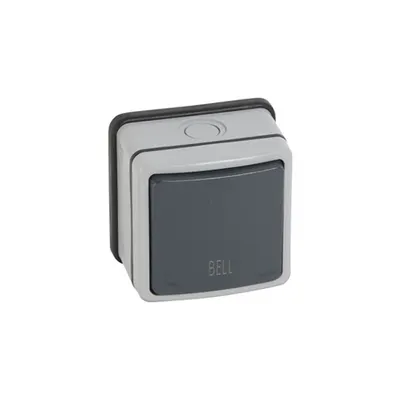 Push-button Plexo 66 - 1 module - 2 way - cu ''Sonerie BELL'' - 6 A 250 V~ - gri