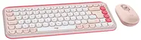 Set tastatură și mouse Logitech - POP ICON COMBO, fără fir, Rose & Off White