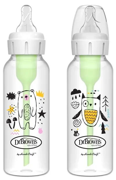 Set biberoane Dr. Brown's Options+ - Anti-Colic, urs / bufniță, 2 х 250 ml