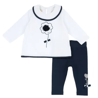 Costumas tricou si colanti Chicco, Alb Cu Bleumarin, 75775-66MFCO