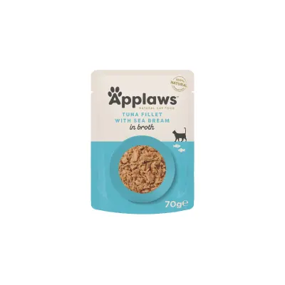 APPLAWS File, Ton și Doradă, plic hrană umedă pisici, (în supă), 70g