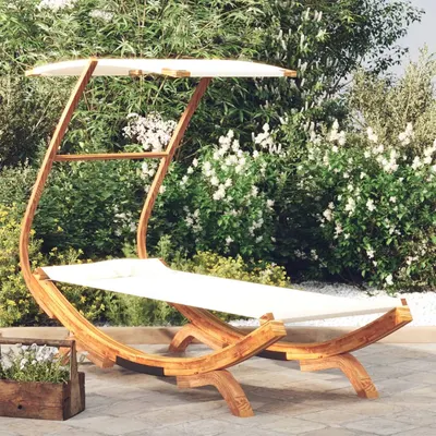 Gossi pat de exterior cu baldachin, crem, 100x190x134 cm, lemn masiv