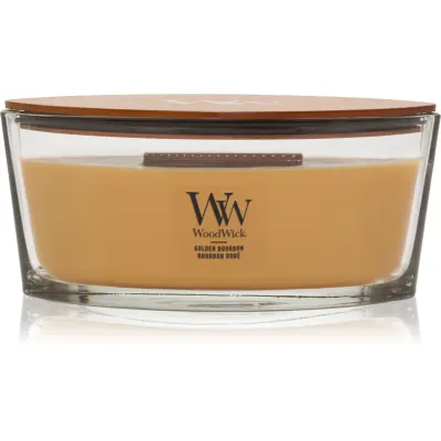 Woodwick Opulent Wood Golden Bourbon lumânare parfumată cu fitil din lemn (hearthwick) 453.6 g