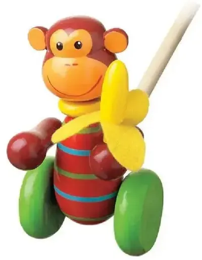 Jucărie de împins din lemn Orange Tree Toys - Animals Collection, Maimuță
