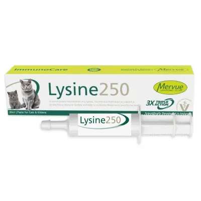 MERVUE Lysine 250, supliment sistem imunitar sistem respirator pisici, seringă gradată, 30ml pastă orală