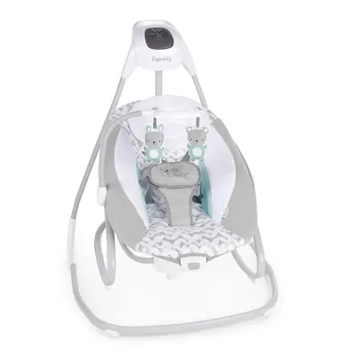 Balansoar si sezlong bebelusi, Ingenuity, Raylan, 6 viteze balansare, 3 directii, Vibratii, Sunete natura si melodii, Temporizator 30/45/60 min, Husa lavabila, Pliabil cu maner si roti, Fara BPA, 0 luni+, Multicolor