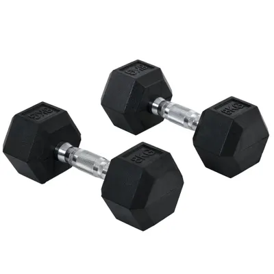 HOMCOM Set Gantere Sală 2x8 kg cu Mâner Antiderapant pentru Fitness Acasă, Negru | Aosom Romania