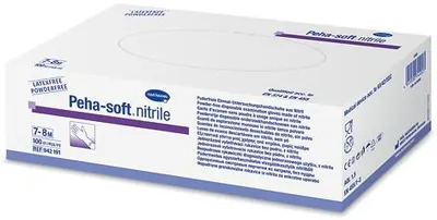 Manusi de examinare albastre din nitril Peha Soft marimea M, 100 bucati, Hartmann