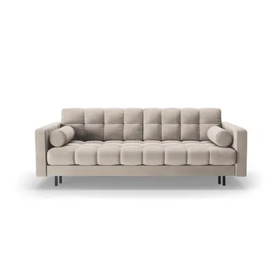 Canapea bej extensibilă, cu spațiu de depozitare cu tapițerie din catifea 222 cm Bali – Cosmopolitan Design