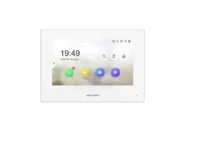 Monitor videointerfon Hikvision DS-KH6320Y-WTE2/WH, 2 fire, 4 7-inch IPS touch screen, rezolutie: 1024 × 600, TFT, fara butoane