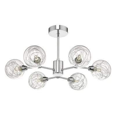 Plafoniera Tyka 6lt Semi Flush Polished Chrome & Glass
