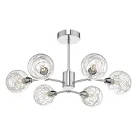 Plafoniera Tyka 6lt Semi Flush Polished Chrome & Glass