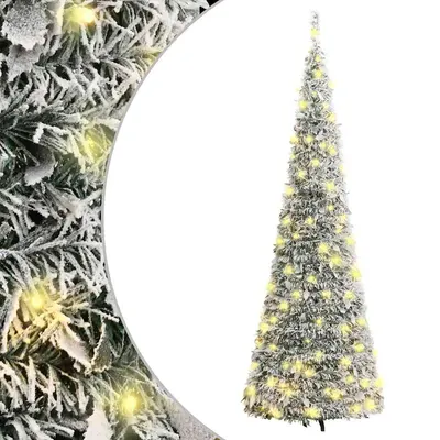 vidaXL Brad de Crăciun artificial pop-up cu zăpadă, 200 LED-uri 210 cm