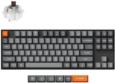 Tastatură mecanică Keychron - K8 Max QMK, VIA TKL, Super Brown, RGB, negru
