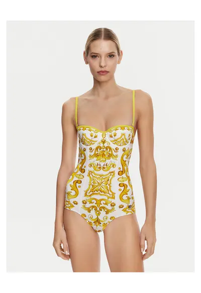 Costum de baie dama Dolce Gabbana - model ONO19 - alb/galben
