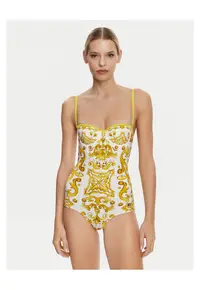 Costum de baie dama Dolce Gabbana - model ONO19 - alb/galben