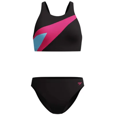 Costum inot femei 2 piese Speedo Hyperboom roz/negru – Endurance Pro, rezistent