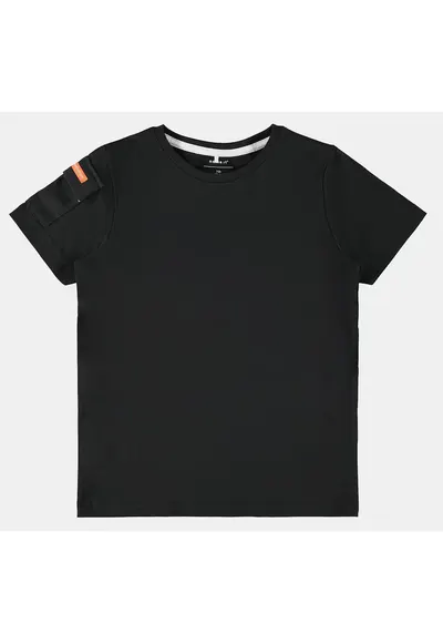 Tricou din amestec de bumbac organic cu imprimeu text pe spate Niklaso